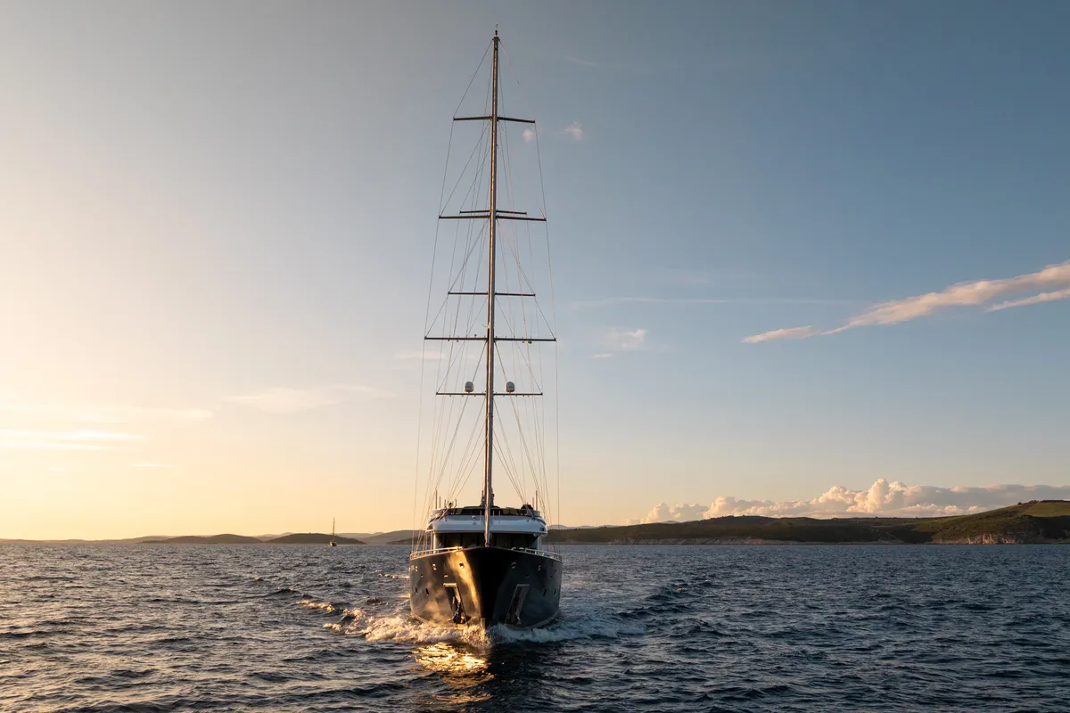 Exterior view of Dalmatino, a Gulet Luxury Sailing Yacht sailboat at Split, Croatia