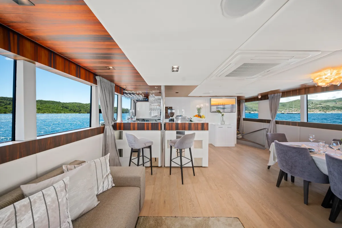 Salon of Dalmatino, a Gulet Luxury Sailing Yacht sailboat at Split, Croatia