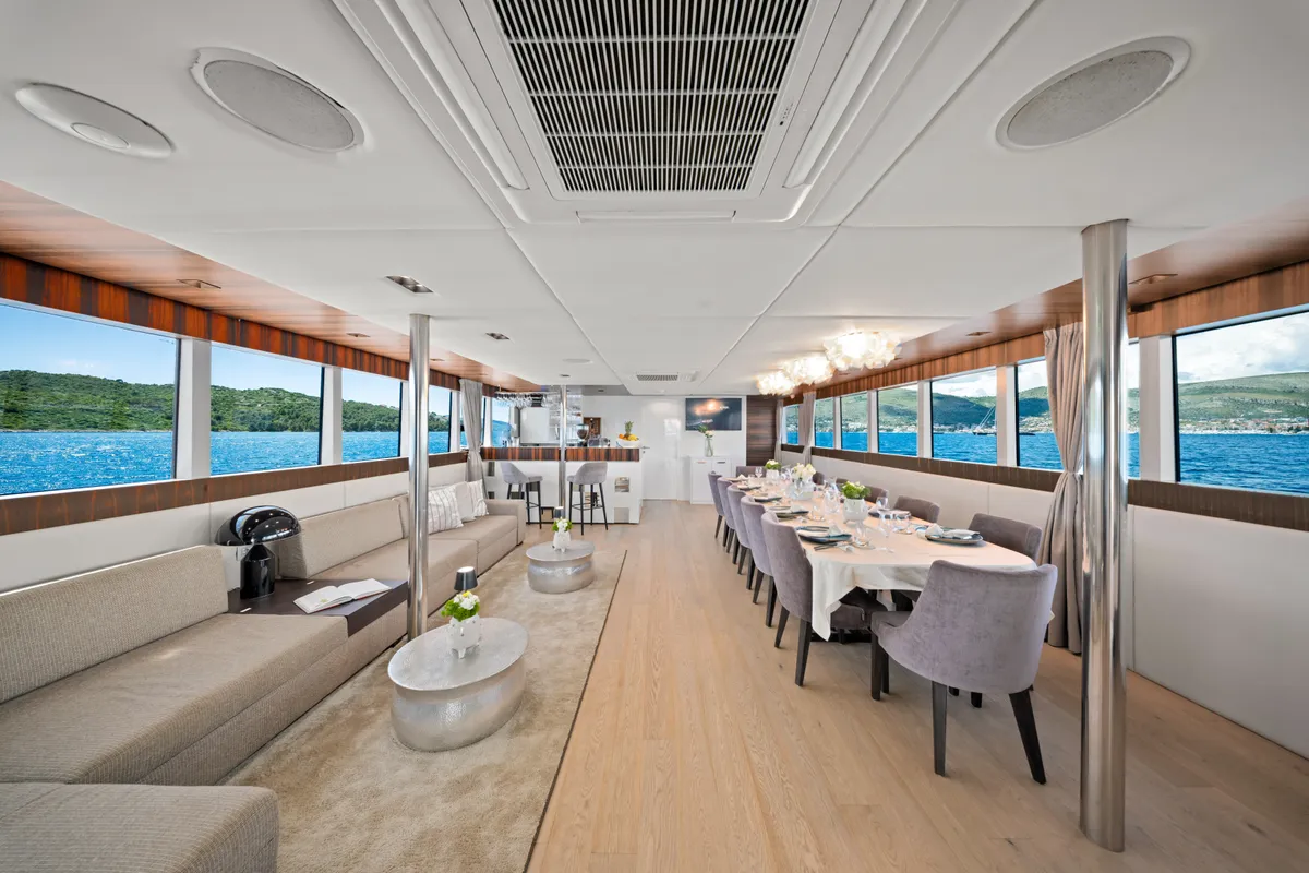 Salon of Dalmatino, a Gulet Luxury Sailing Yacht sailboat at Split, Croatia