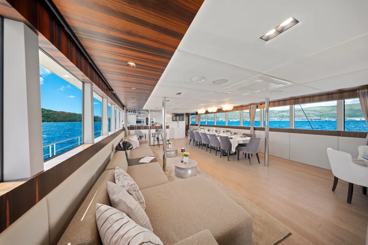 Salon of Dalmatino, a Gulet Luxury Sailing Yacht sailboat at Split, Croatia