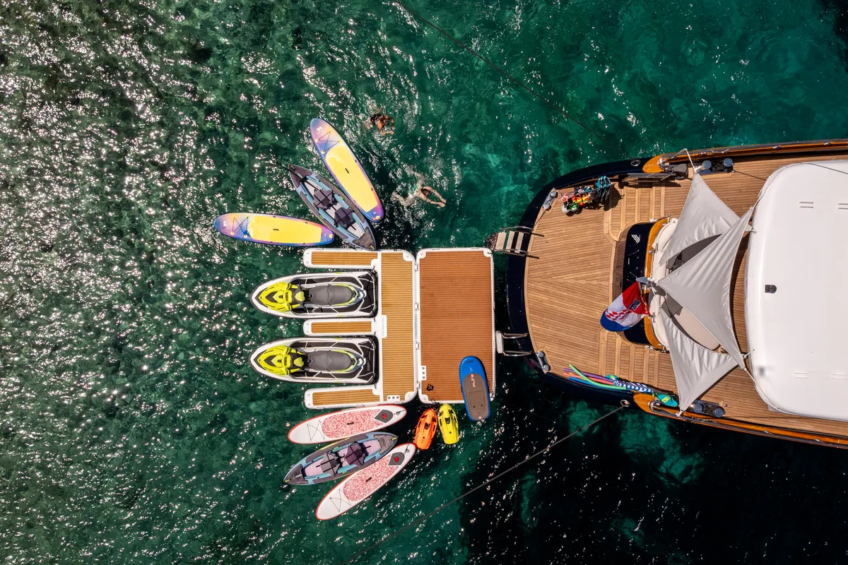 Exterior view of Dalmatino, a Gulet Luxury Sailing Yacht sailboat at Split, Croatia