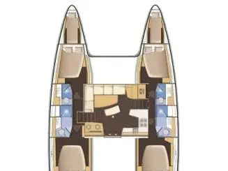 Floor plan of PirElli, a Lagoon 42 catamaran at Sant Antoni de Portmany, Spain