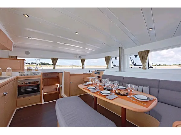 Salon of PirElli, a Lagoon 42 catamaran at Sant Antoni de Portmany, Spain