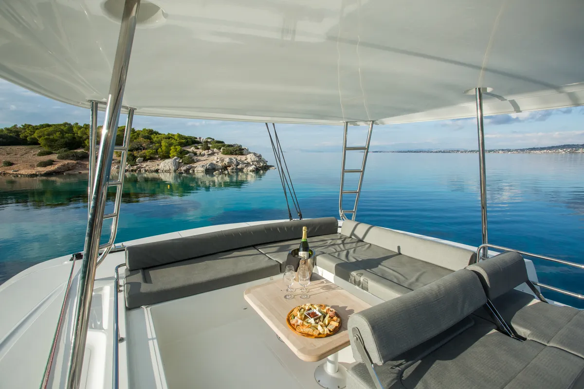 Deck of JEWEL, a Lagoon 51 catamaran at Athens, Greece