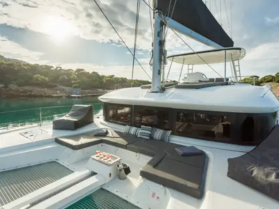 Deck of JEWEL, a Lagoon 51 catamaran at Athens, Greece