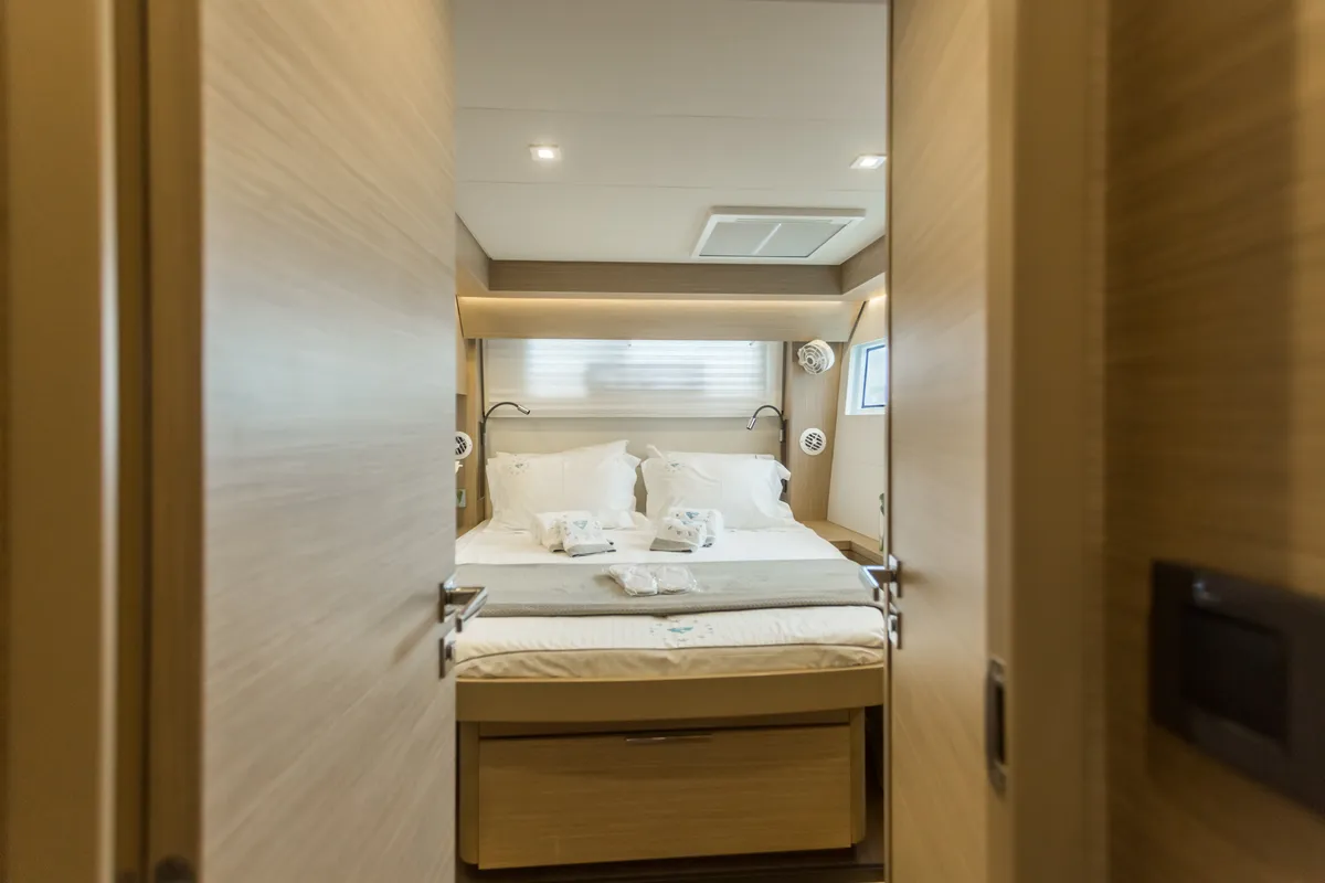 Cabin on JEWEL, a Lagoon 51 catamaran at Athens, Greece