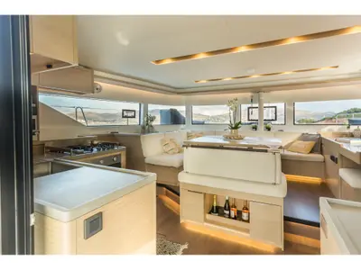 Galley of JEWEL, a Lagoon 51 catamaran at Athens, Greece