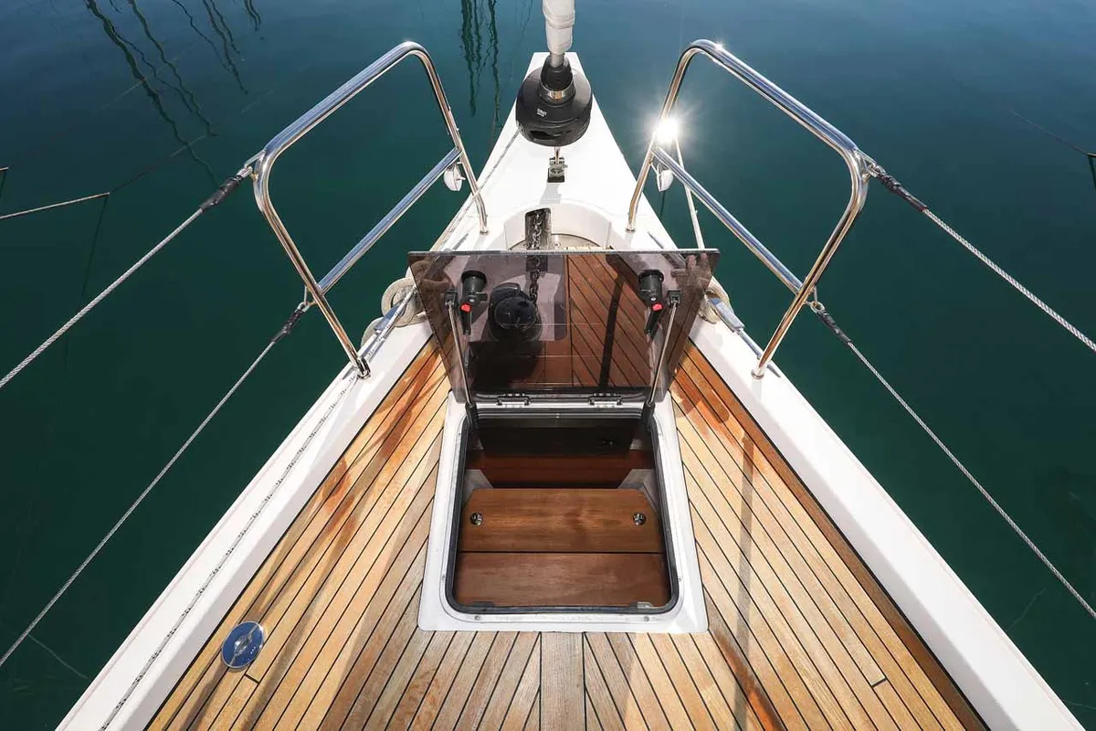 Deck of Delizia, a Bavaria C46 sailboat at Grad Biograd na Moru, Croatia