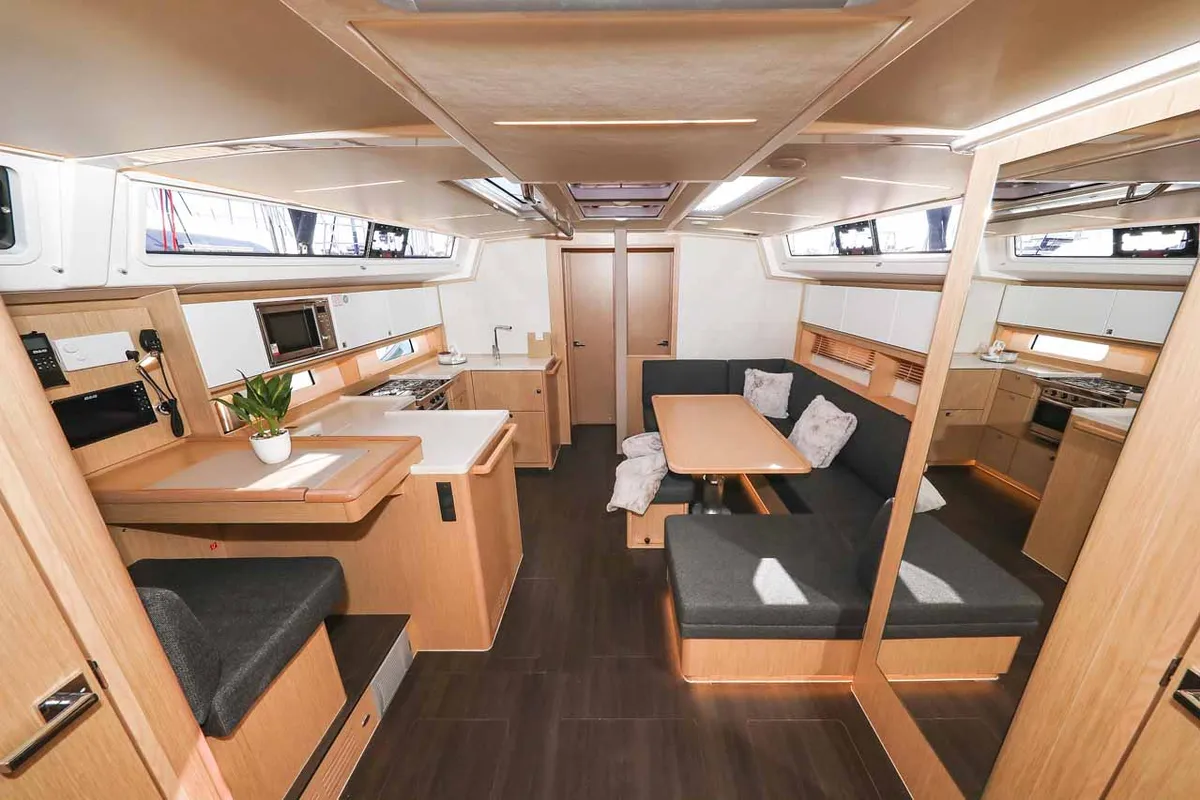 Salon of Delizia, a Bavaria C46 sailboat at Grad Biograd na Moru, Croatia