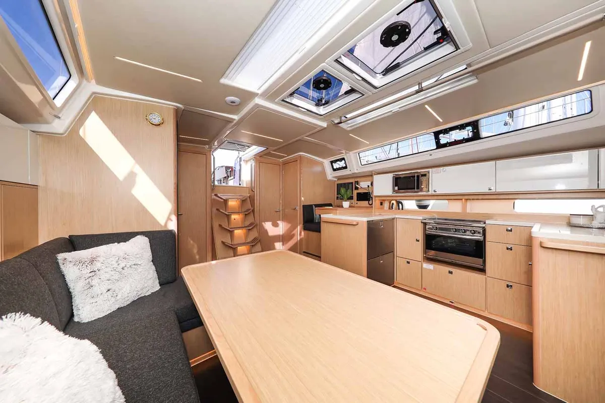 Galley of Delizia, a Bavaria C46 sailboat at Grad Biograd na Moru, Croatia