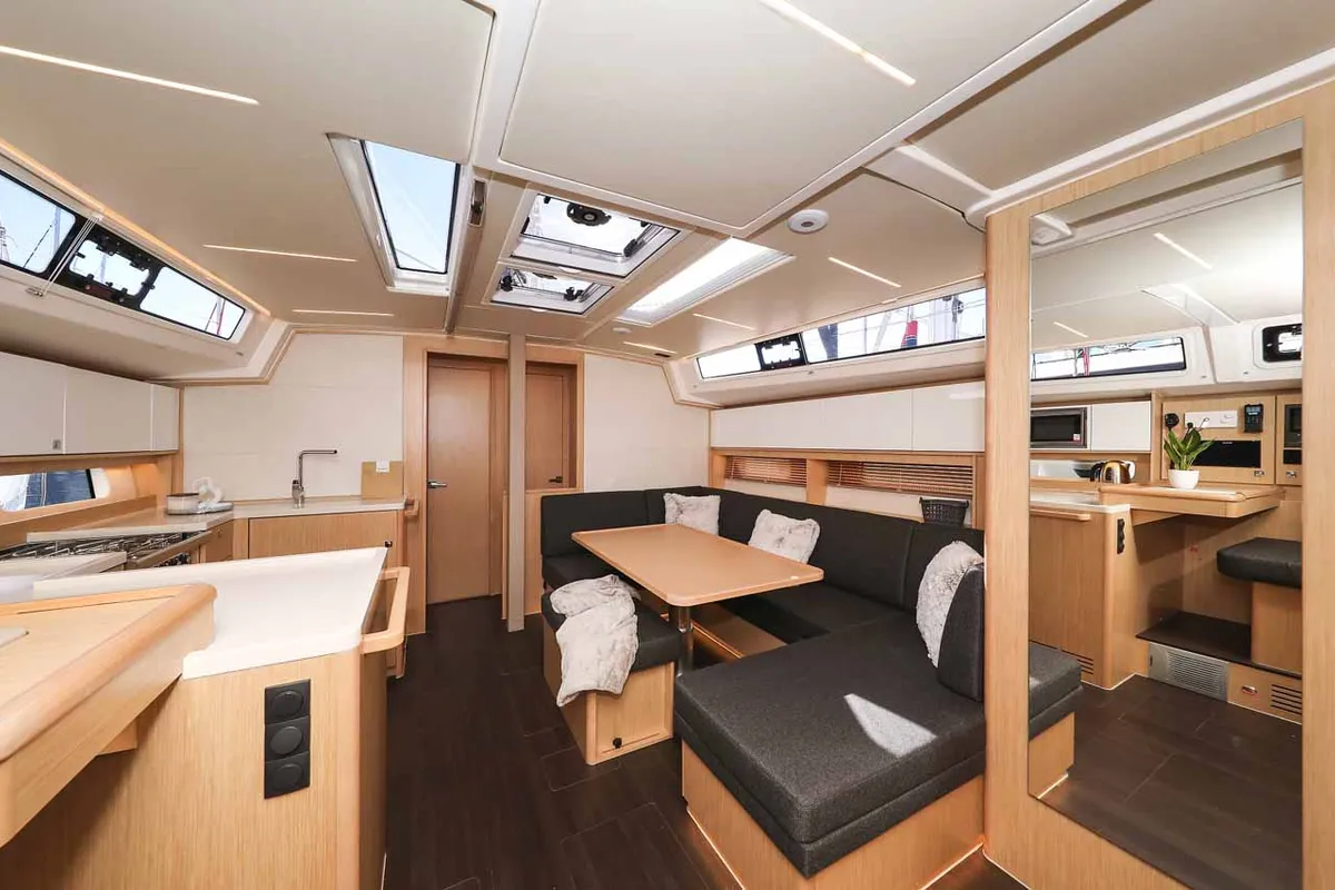 Salon of Delizia, a Bavaria C46 sailboat at Grad Biograd na Moru, Croatia