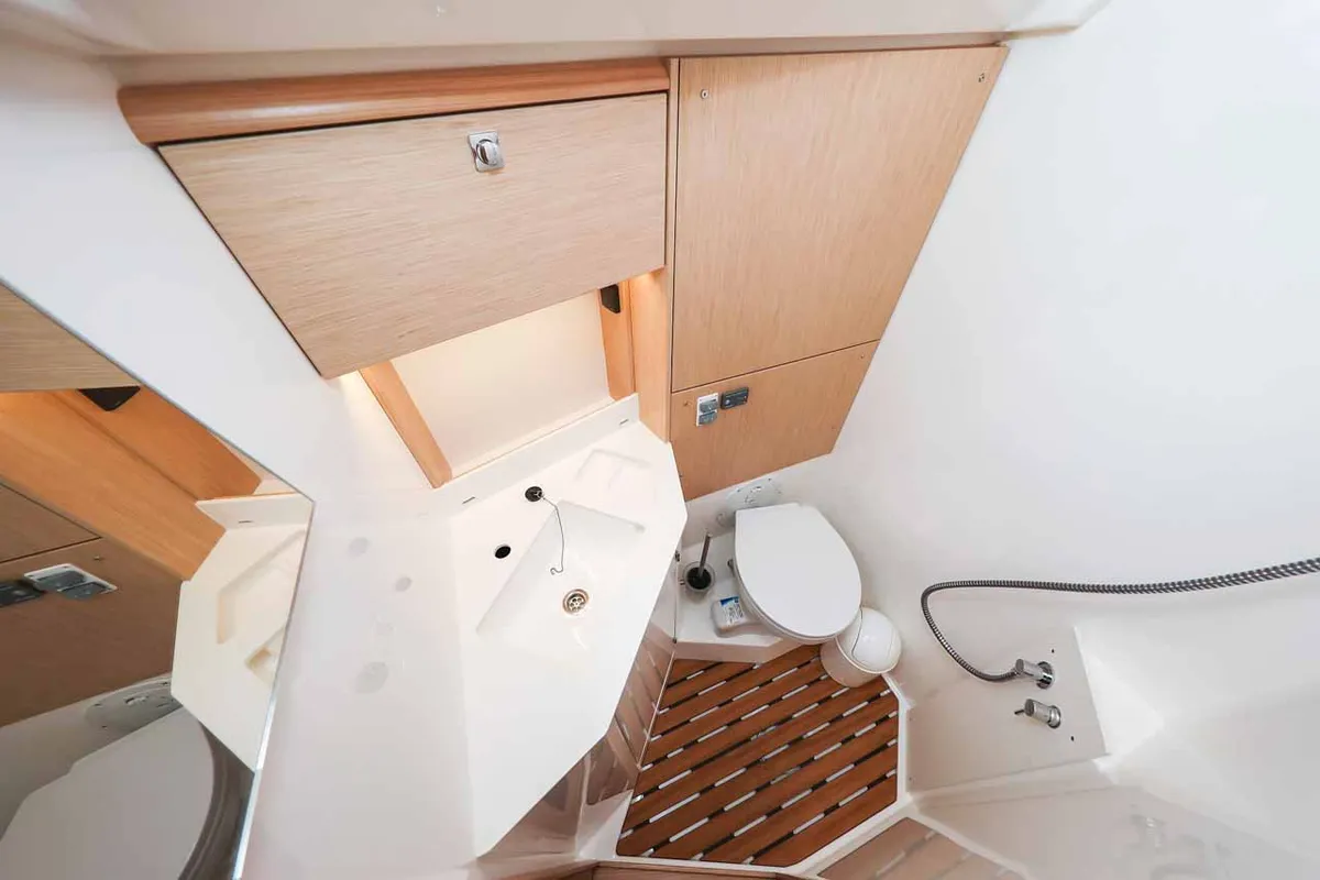 Cabin on Delizia, a Bavaria C46 sailboat at Grad Biograd na Moru, Croatia