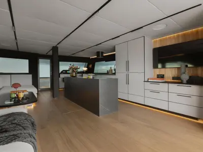 Galley of Moonlight, a Gulet Moon Sail 60 catamaran at Lavreotiki, Greece