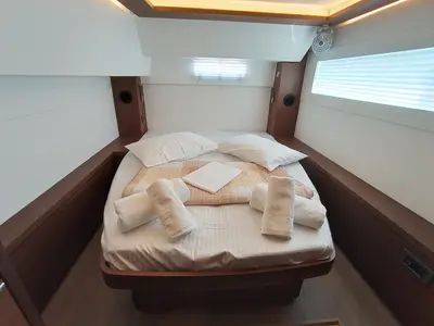 Cabin on Kalisi Mou, a Lagoon 46 catamaran at Parikia, Greece
