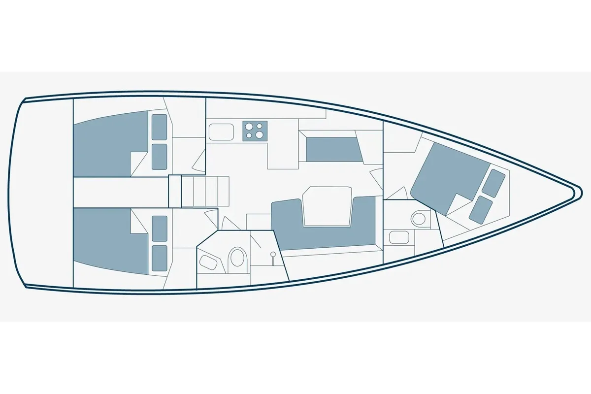 Floor plan of Kos, a Beneteau Oceanis 41.1 sailboat at Lefkada, Greece