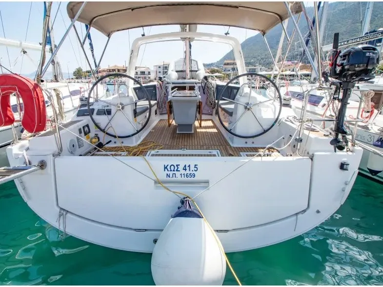 Deck of Kos, a Beneteau Oceanis 41.1 sailboat at Lefkada, Greece