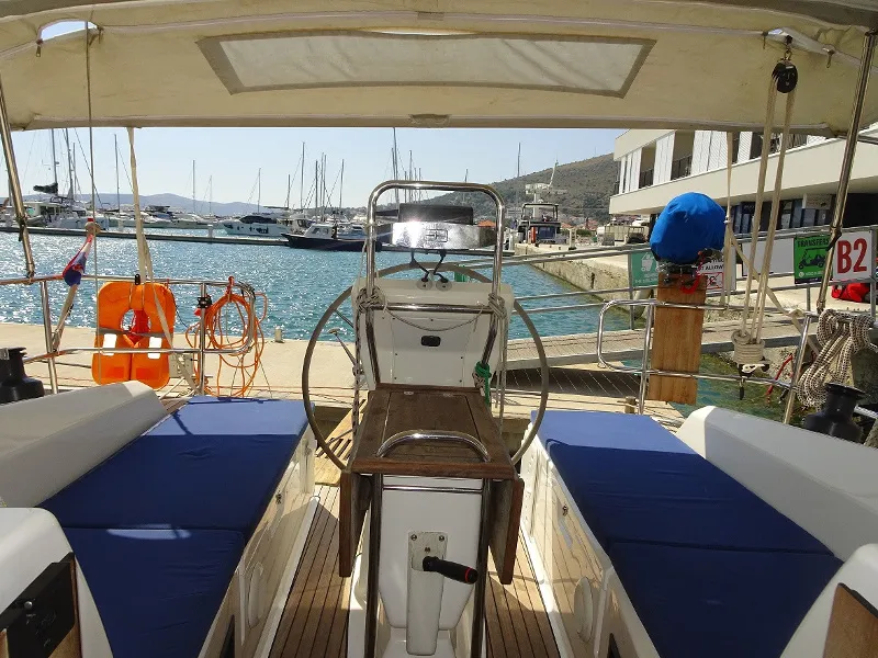 Cockpit of ADORA, a Bavaria Cruiser 36 sailboat at Primošten, Croatia