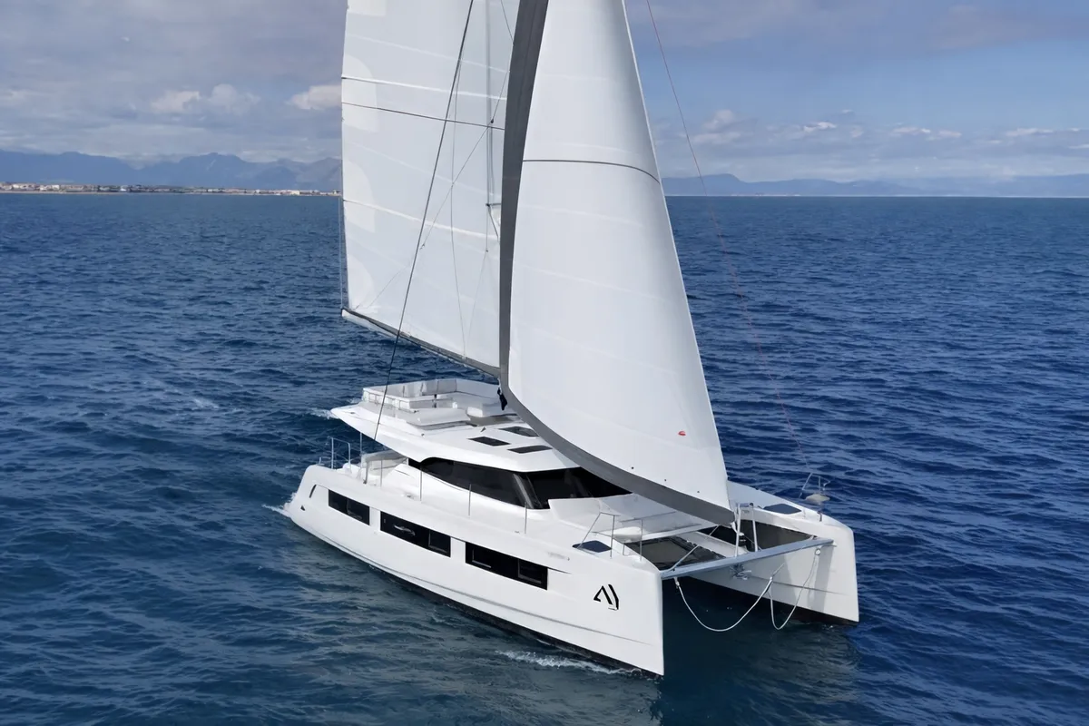 Exterior view of Art J, a Aventura 45 catamaran at Pirovac, Croatia