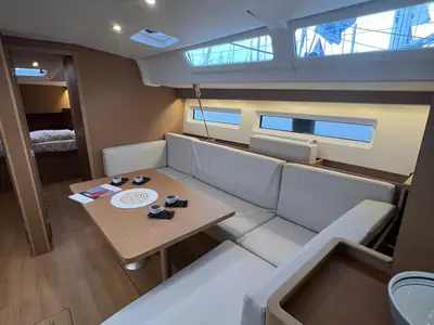 Salon of Rigel, a Jeanneau Sun Odyssey 490 sailboat at Salerno, Italy