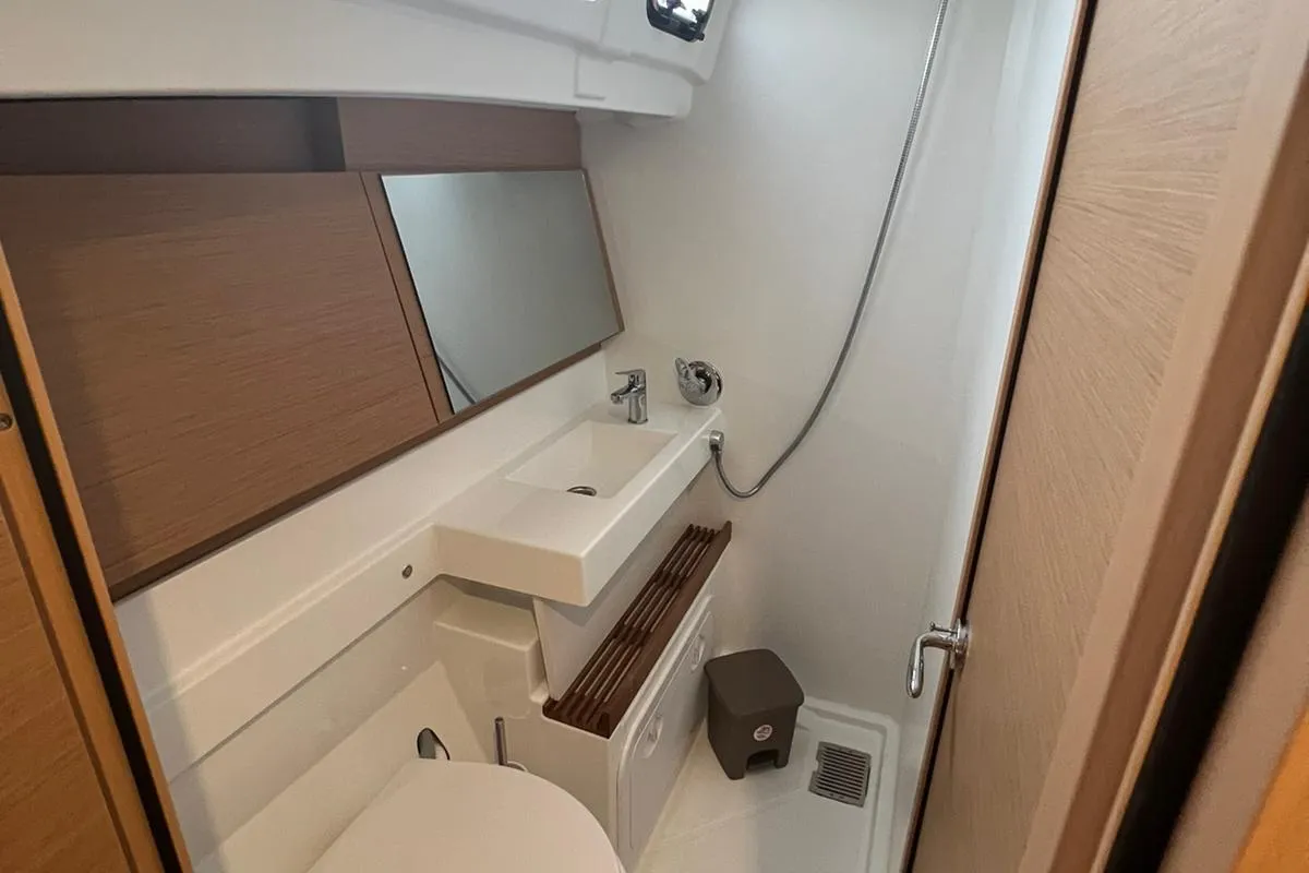 Head on Rigel, a Jeanneau Sun Odyssey 490 sailboat at Salerno, Italy