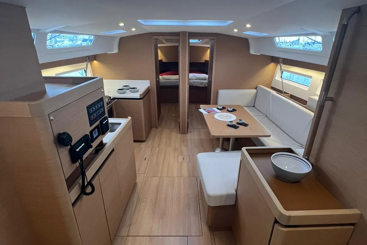 Salon of Rigel, a Jeanneau Sun Odyssey 490 sailboat at Salerno, Italy