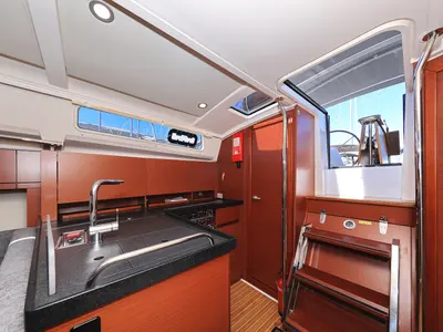 Galley of Sweet Summer, a Hanse 388 sailboat at Grad Kaštela, Croatia