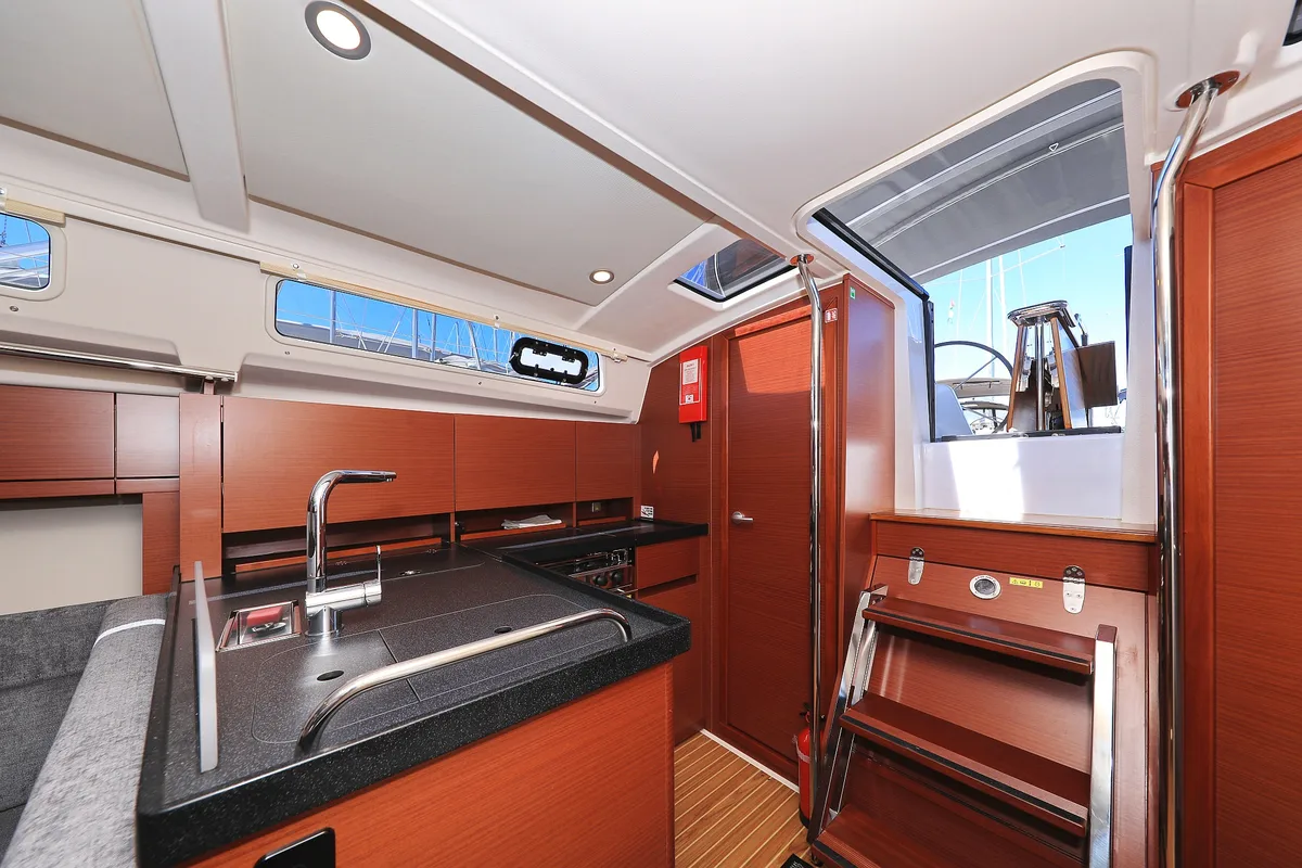Galley of Sweet Summer, a Hanse 388 sailboat at Grad Kaštela, Croatia