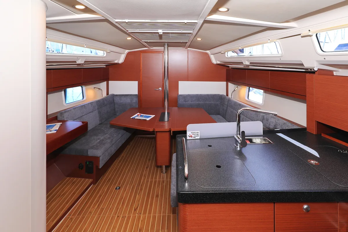 Salon of Sweet Summer, a Hanse 388 sailboat at Grad Kaštela, Croatia
