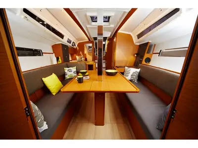 Salon of Bravo Kiss, a Jeanneau Sun Odyssey 349 sailboat at Dubrovnik, Croatia