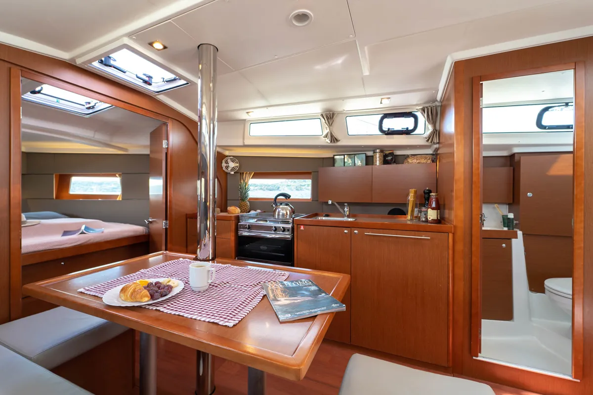 Salon of Aphrodite , a Beneteau Oceanis 38 sailboat at Grad Šibenik, Croatia