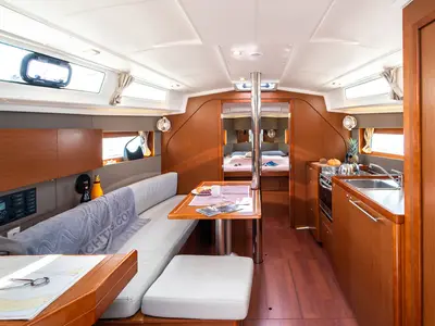Salon of Aphrodite , a Beneteau Oceanis 38 sailboat at Grad Šibenik, Croatia