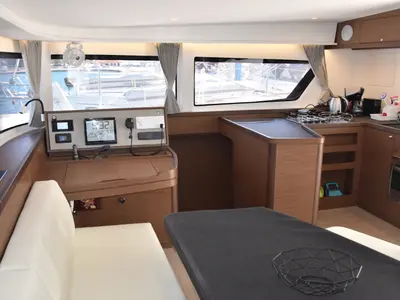Cockpit of Kit Cat, a Lagoon 42 catamaran at Athens, Greece