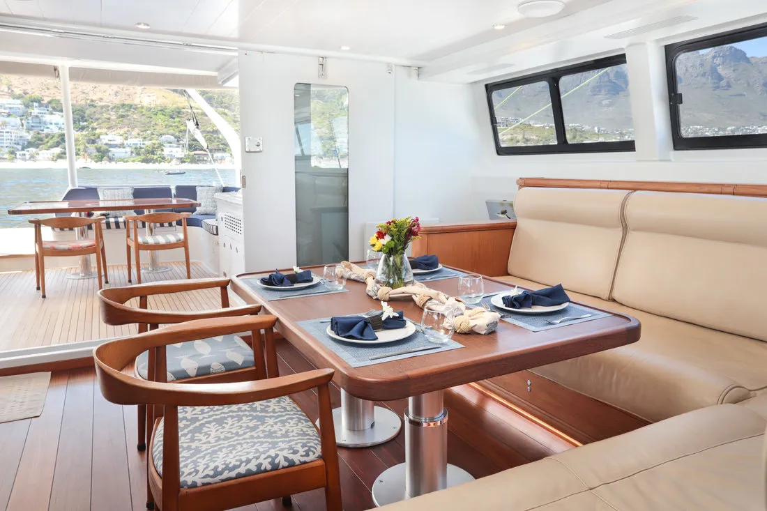 Salon of Sameli, a Two Oceans Marine Balance 760 catamaran at Τροκαντερό, Greece