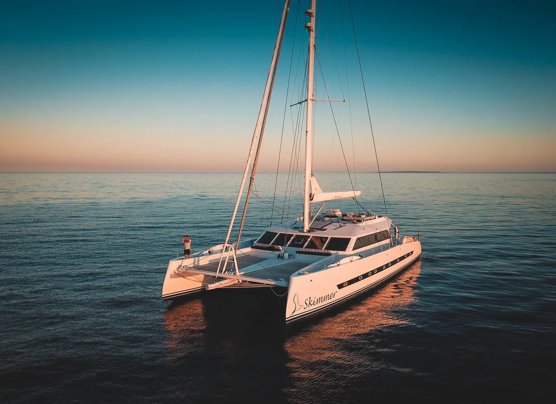 Exterior view of Sameli, a Two Oceans Marine Balance 760 catamaran at Τροκαντερό, Greece