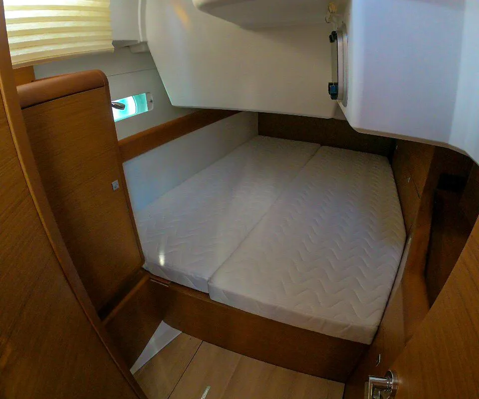 Cabin on Mayflower, a Jeanneau Sun Odyssey 519 sailboat at Municipal Unit of Nea Peramos, Greece