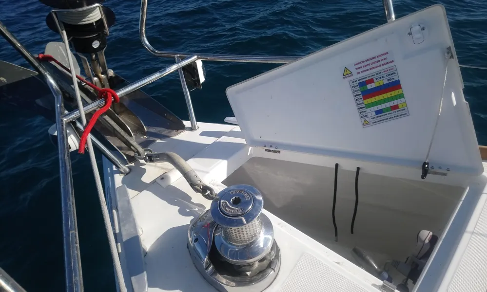 Mayflower, a Jeanneau Sun Odyssey 519 sailboat at Municipal Unit of Nea Peramos, Greece