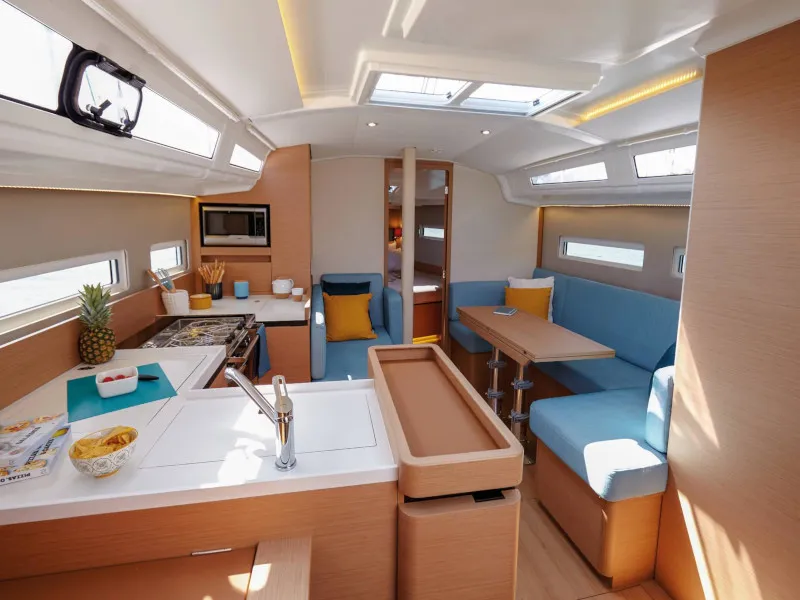 Galley of Locean, a Jeanneau Sun Odyssey 410 sailboat at Municipal Unit of Lefkada, Greece