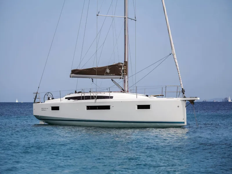 Exterior view of Locean, a Jeanneau Sun Odyssey 410 sailboat at Municipal Unit of Lefkada, Greece