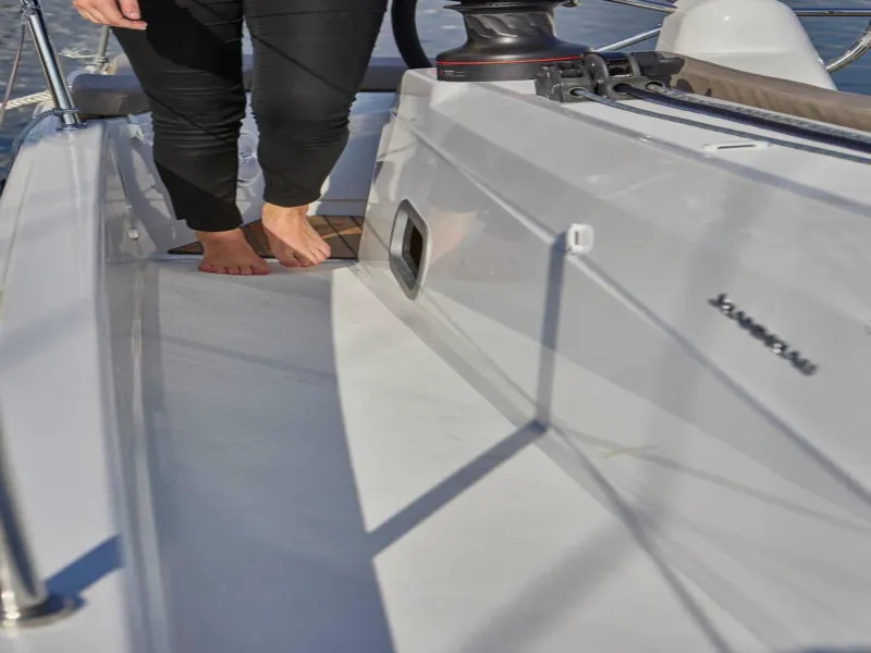 Deck of Locean, a Jeanneau Sun Odyssey 410 sailboat at Municipal Unit of Lefkada, Greece