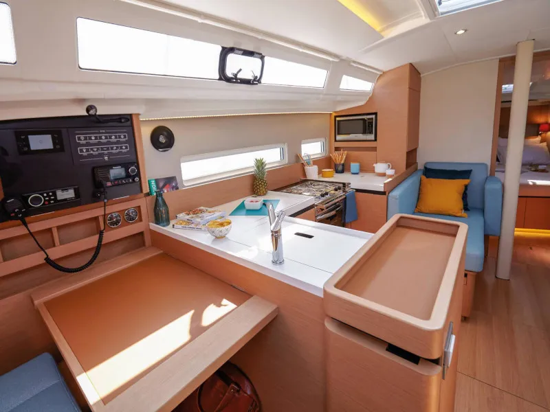 Galley of Locean, a Jeanneau Sun Odyssey 410 sailboat at Municipal Unit of Lefkada, Greece