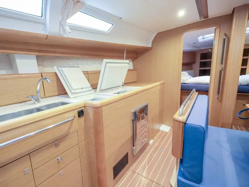 Galley of OCEANIA, a Jeanneau Sun Odyssey 44 i sailboat at Piombino, Italy