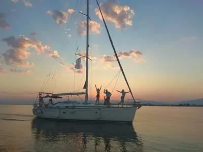 Chronos, a Bavaria 46 Cruiser sailboat at Port of Avdira, Greece