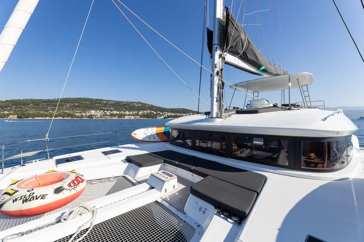 Deck of REALITY, a Lagoon 51 catamaran at Split, Croatia