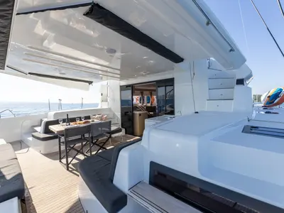 Deck of REALITY, a Lagoon 51 catamaran at Split, Croatia