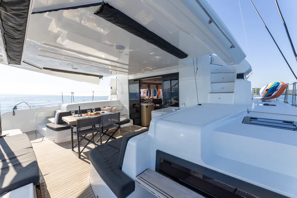 Deck of REALITY, a Lagoon 51 catamaran at Split, Croatia