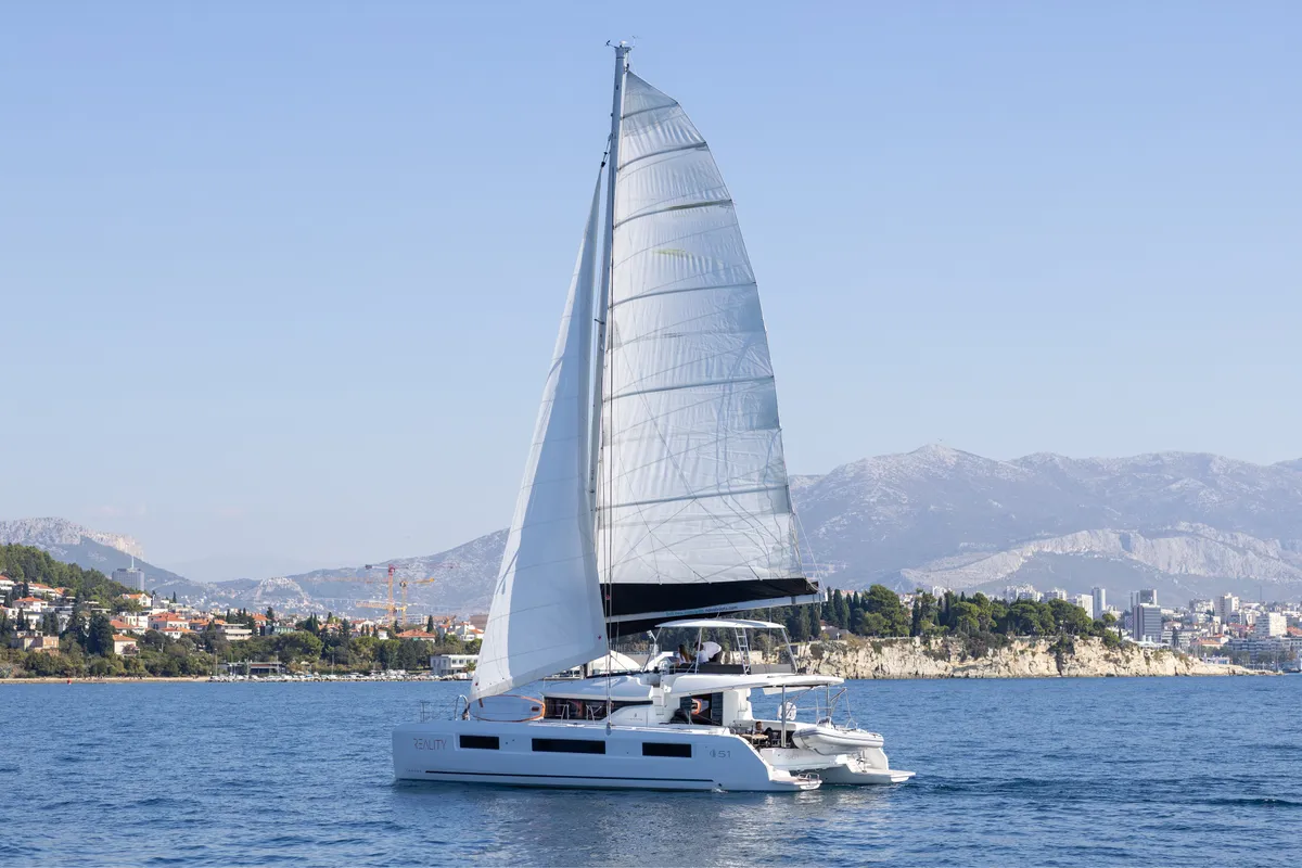 Exterior view of REALITY, a Lagoon 51 catamaran at Split, Croatia