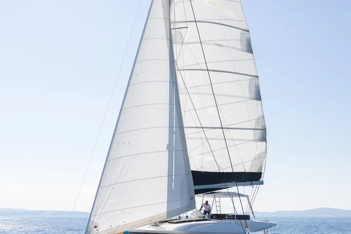 Exterior view of REALITY, a Lagoon 51 catamaran at Split, Croatia