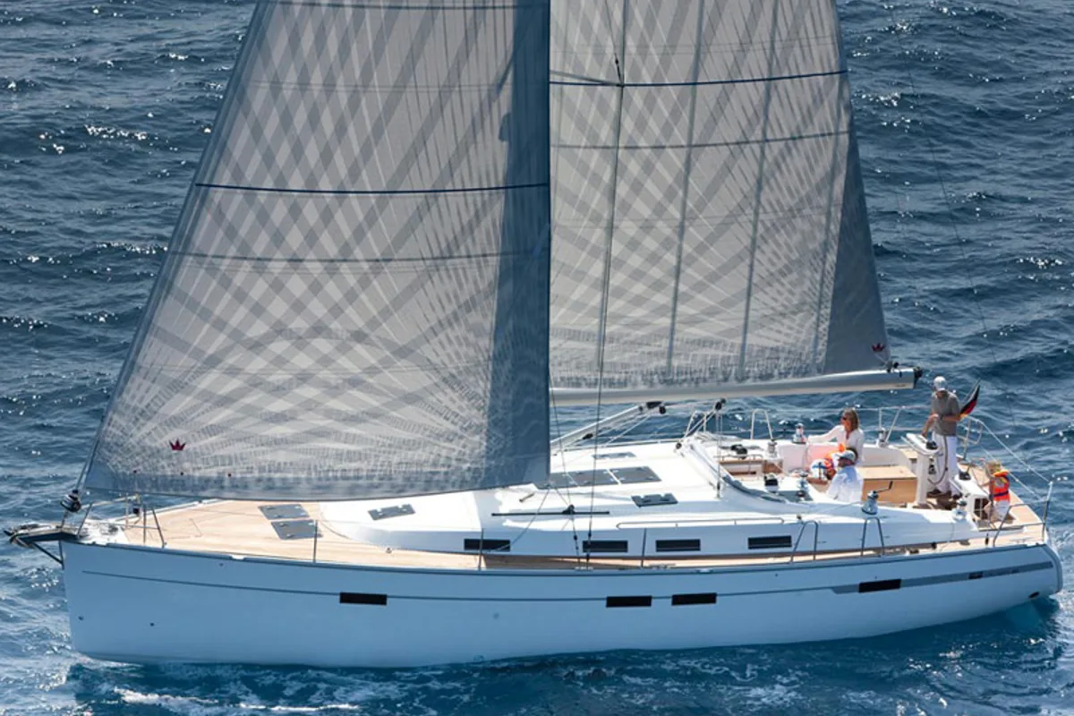 Exterior view of Nabucco, a Bavaria Cruiser 45 sailboat at Sukošan, Croatia