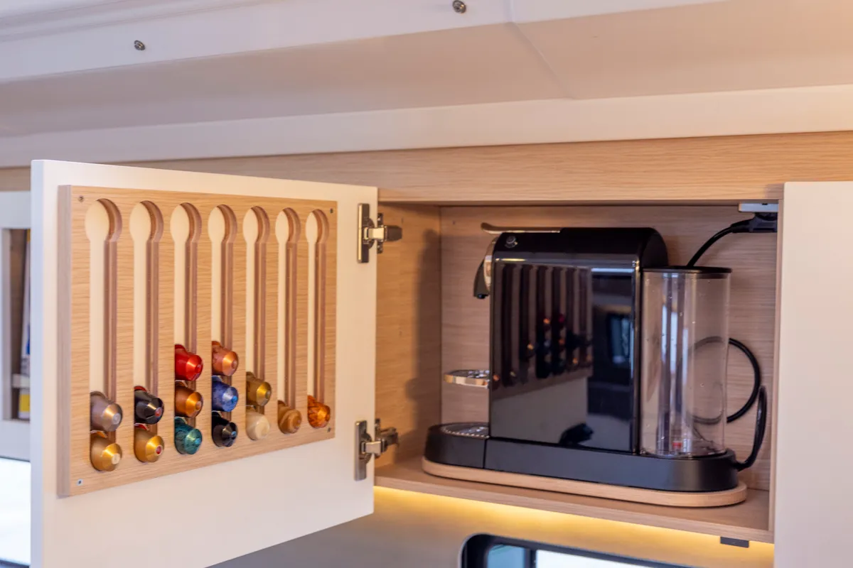 Galley of Avenir, a Dufour 44 sailboat at Olbia, Italy