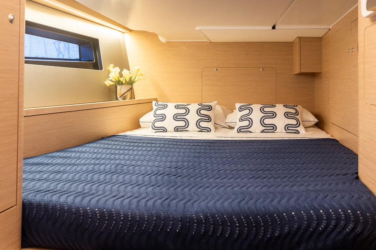 Cabin on Avenir, a Dufour 44 sailboat at Olbia, Italy